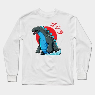 Cute Godzilla with blue flames Long Sleeve T-Shirt